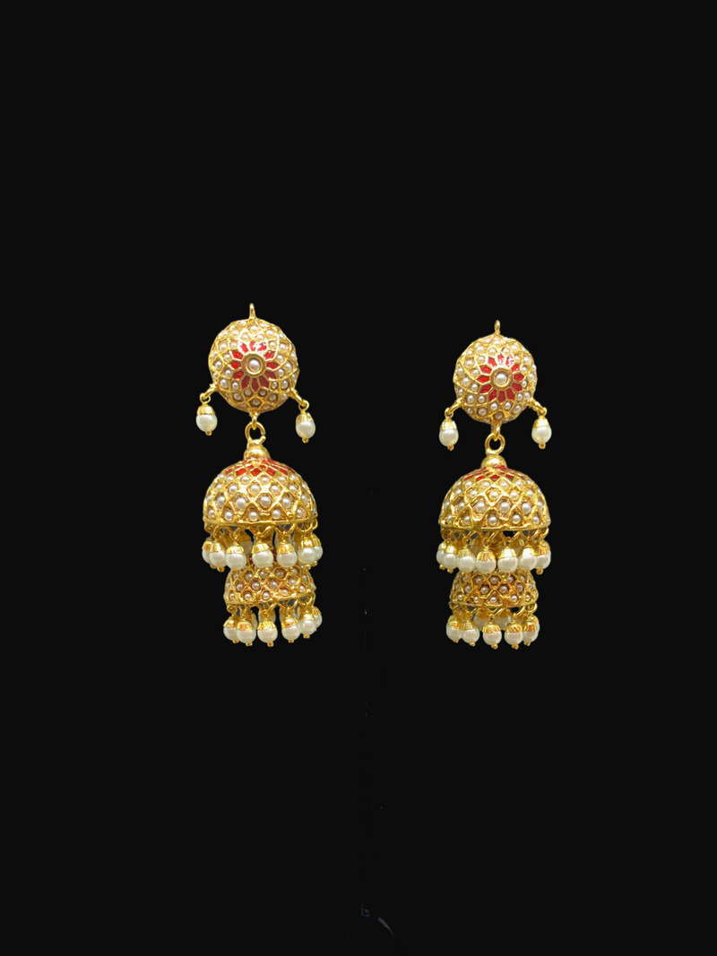 Bi layered meenakari jhumka